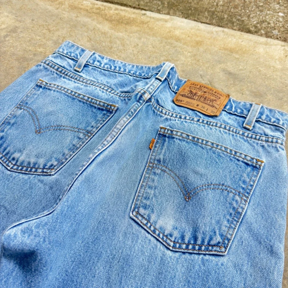 Vintage 90s Levis 505 Orange Tab Baggy Straight Leg Jeans Blue W36 L30 (g3b)